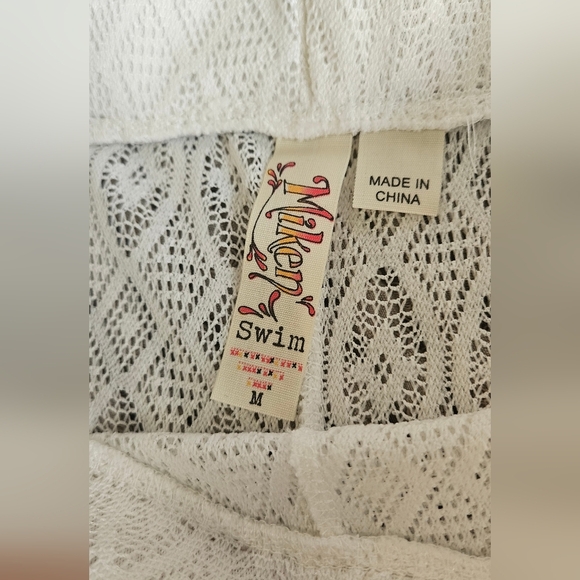 MIKEN SWIM Lace Shorts Swim Coverup In White. Size Med NWT - Picture 7 of 8